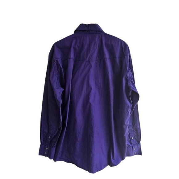 Roper Mens Purple Western Shirt 100% Cotton Long Sleeve With Snap Buttons, L - Picture 2 of 9